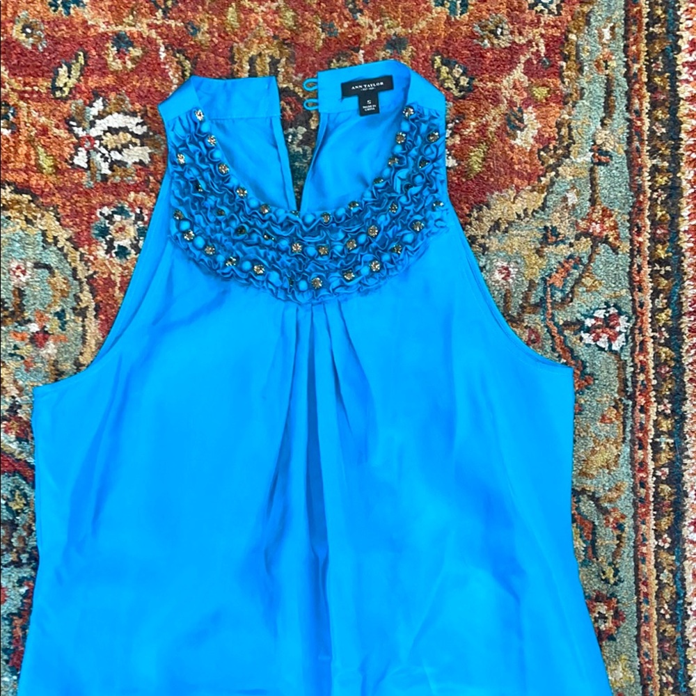 Ann Taylor Teal Embellished Women's Top